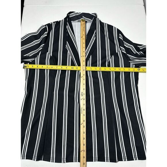 Lily by Firmiana Striped Black White Blazer Cardigan Open Front Size 3XL - Picture 8 of 11